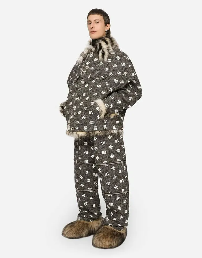 Dolce and Gabbana Coats And Jackets Men DGlogo Jacquard Jacket With Faux Fur Multicolor Dolce and Gabbana Coats And Jackets Men DGlogo Jacquard Jacket With Faux Fur Multicolor