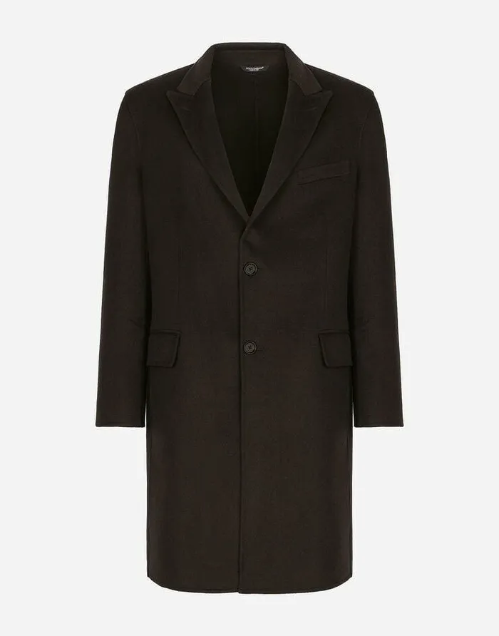 Dolce and Gabbana Coats And Jackets Men Double Cashmere Coat Brown