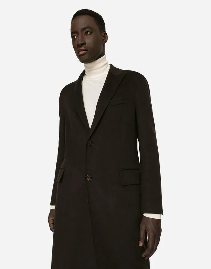 Dolce and Gabbana Coats And Jackets Men Double Cashmere Coat Brown