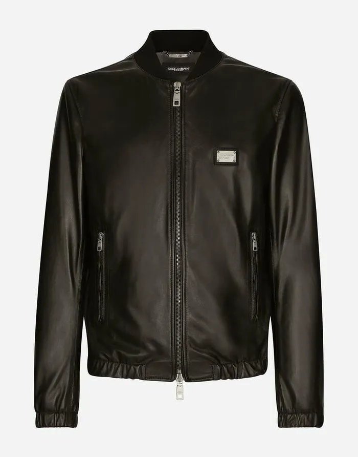 Dolce and Gabbana Coats And Jackets Men Leather Jacket With Branded Tag Black Dolce and Gabbana Coats And Jackets Men Leather Jacket With Branded Tag Black