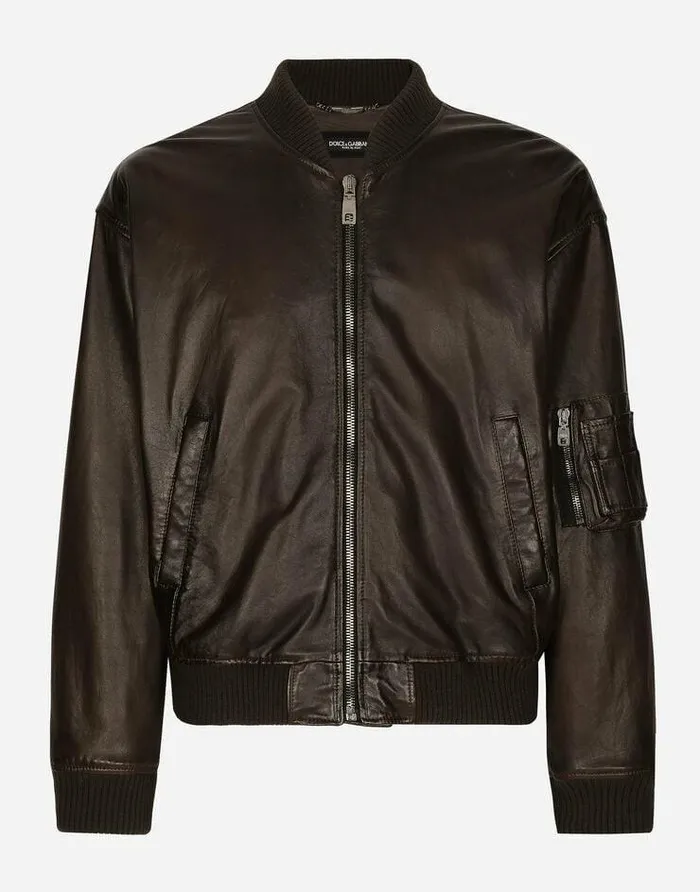 Dolce and Gabbana Coats And Jackets Men Padded Leather Jacket Brown
