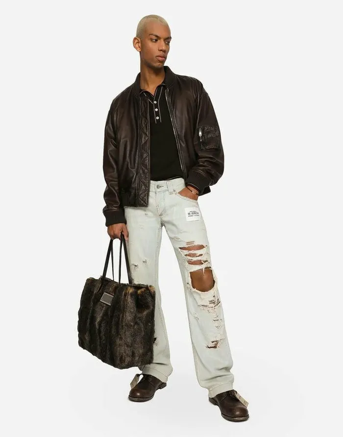 Dolce and Gabbana Coats And Jackets Men Padded Leather Jacket Brown Dolce and Gabbana Coats And Jackets Men Padded Leather Jacket Brown