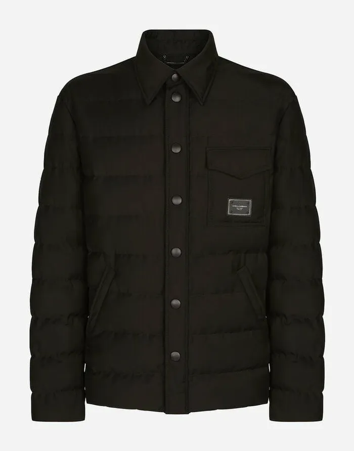 Dolce and Gabbana Coats And Jackets Men Quilted Nylon Jacket With Branded Plate Black Dolce and Gabbana Coats And Jackets Men Quilted Nylon Jacket With Branded Plate Black