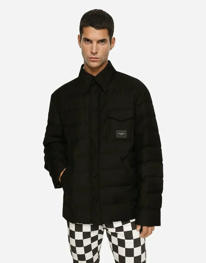 Dolce and Gabbana Coats And Jackets Men Quilted Nylon Jacket With Branded Plate Black Dolce and Gabbana Coats And Jackets Men Quilted Nylon Jacket With Branded Plate Black