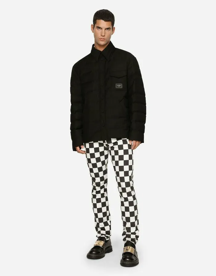 Dolce and Gabbana Coats And Jackets Men Quilted Nylon Jacket With Branded Plate Black Dolce and Gabbana Coats And Jackets Men Quilted Nylon Jacket With Branded Plate Black