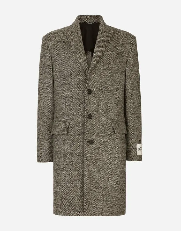Dolce and Gabbana Coats And Jackets Men Singlebreasted Melange Diagonalweave Wool Coat Multicolor Dolce and Gabbana Coats And Jackets Men Singlebreasted Melange Diagonalweave Wool Coat Multicolor