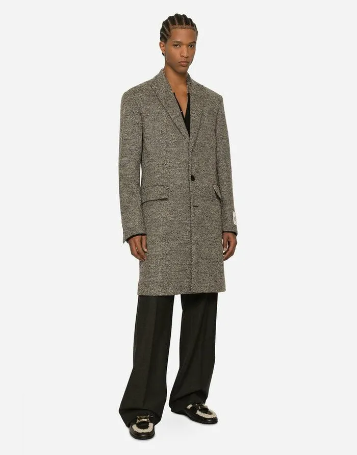 Dolce and Gabbana Coats And Jackets Men Singlebreasted Melange Diagonalweave Wool Coat Multicolor Dolce and Gabbana Coats And Jackets Men Singlebreasted Melange Diagonalweave Wool Coat Multicolor