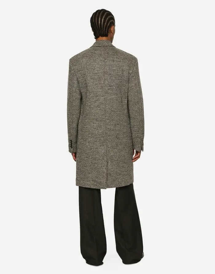 Dolce and Gabbana Coats And Jackets Men Singlebreasted Melange Diagonalweave Wool Coat Multicolor Dolce and Gabbana Coats And Jackets Men Singlebreasted Melange Diagonalweave Wool Coat Multicolor