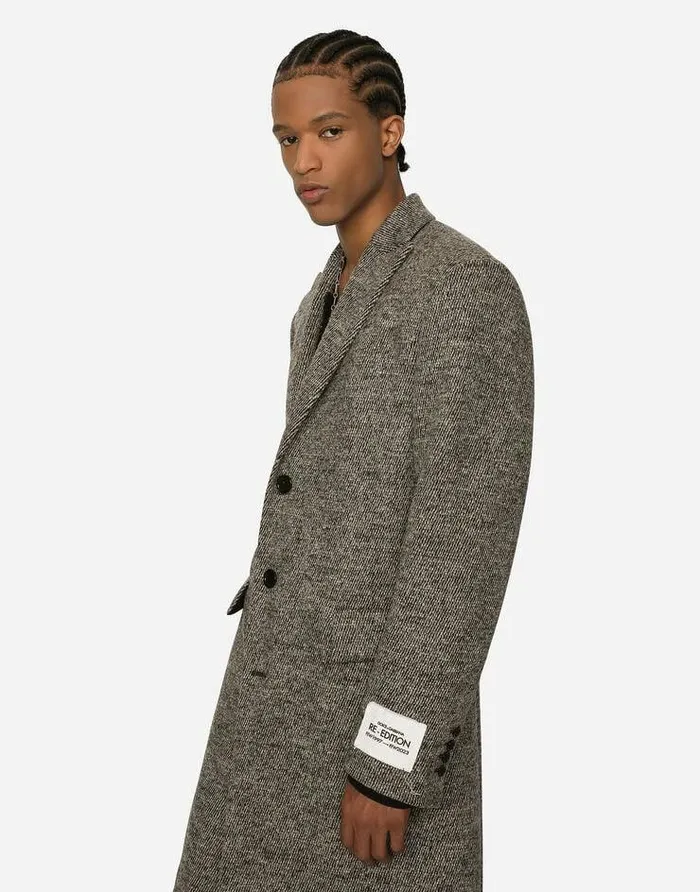 Dolce and Gabbana Coats And Jackets Men Singlebreasted Melange Diagonalweave Wool Coat Multicolor Dolce and Gabbana Coats And Jackets Men Singlebreasted Melange Diagonalweave Wool Coat Multicolor