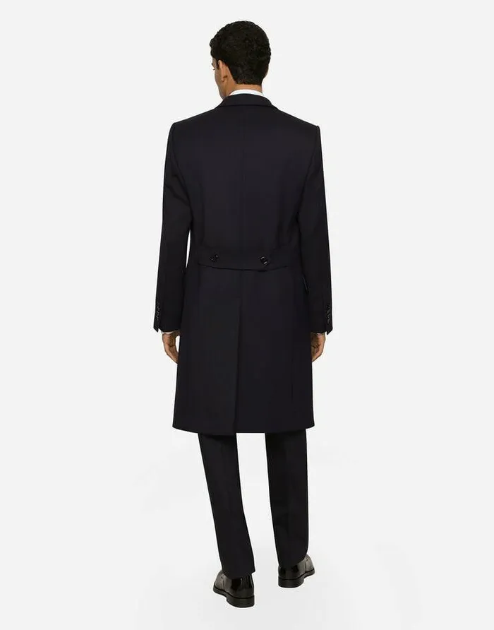 Dolce and Gabbana Coats And Jackets Men Singlebreasted Technical Stretch Wool Coat Blue Dolce and Gabbana Coats And Jackets Men Singlebreasted Technical Stretch Wool Coat Blue