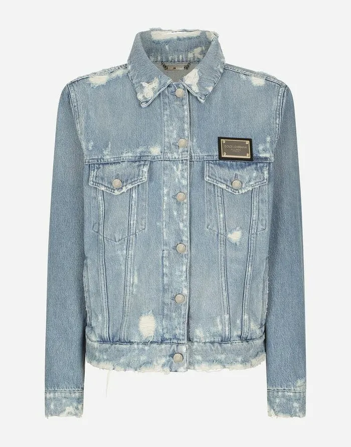 Dolce and Gabbana Coats And Jackets Women Denim Jacket With Branded Plate Multicolor Dolce and Gabbana Coats And Jackets Women Denim Jacket With Branded Plate Multicolor