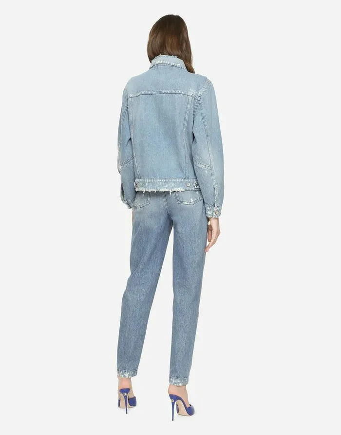 Dolce and Gabbana Coats And Jackets Women Denim Jacket With Branded Plate Multicolor Dolce and Gabbana Coats And Jackets Women Denim Jacket With Branded Plate Multicolor