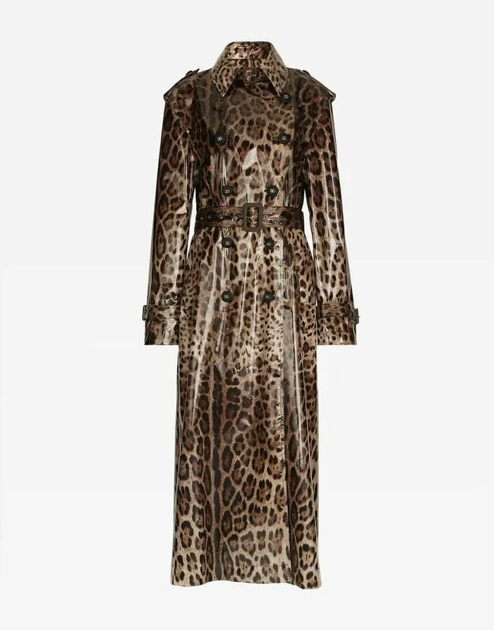 Dolce and Gabbana Coats And Jackets Women Leopardprint Coated Sateen Trench Coat Animal Print Dolce and Gabbana Coats And Jackets Women Leopardprint Coated Sateen Trench Coat Animal Print
