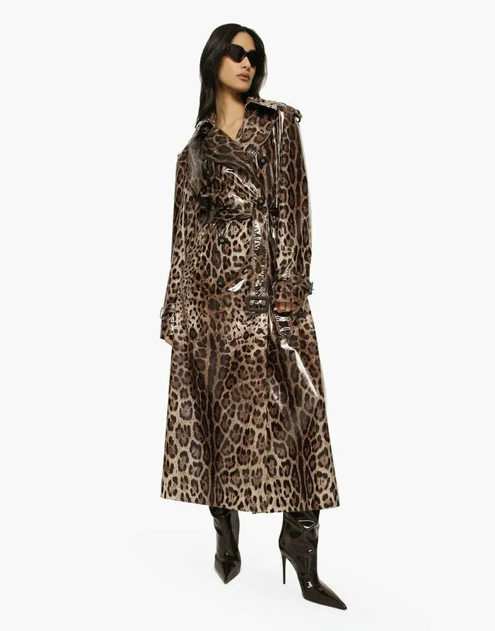 Dolce and Gabbana Coats And Jackets Women Leopardprint Coated Sateen Trench Coat Animal Print Dolce and Gabbana Coats And Jackets Women Leopardprint Coated Sateen Trench Coat Animal Print