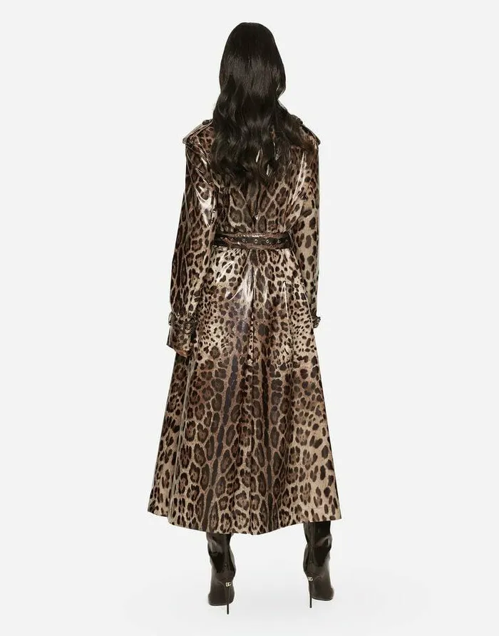 Dolce and Gabbana Coats And Jackets Women Leopardprint Coated Sateen Trench Coat Animal Print Dolce and Gabbana Coats And Jackets Women Leopardprint Coated Sateen Trench Coat Animal Print