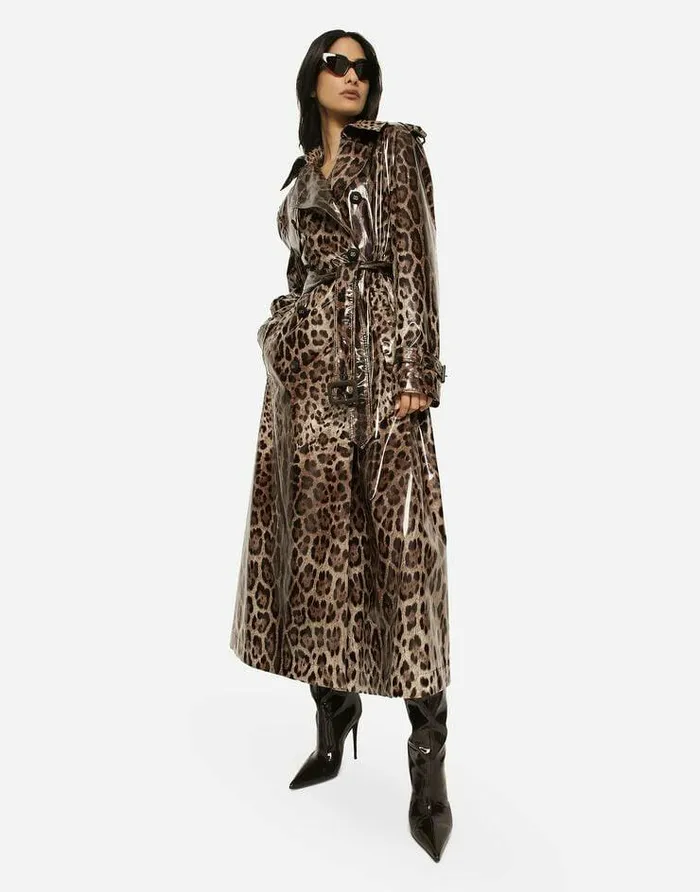 Dolce and Gabbana Coats And Jackets Women Leopardprint Coated Sateen Trench Coat Animal Print Dolce and Gabbana Coats And Jackets Women Leopardprint Coated Sateen Trench Coat Animal Print