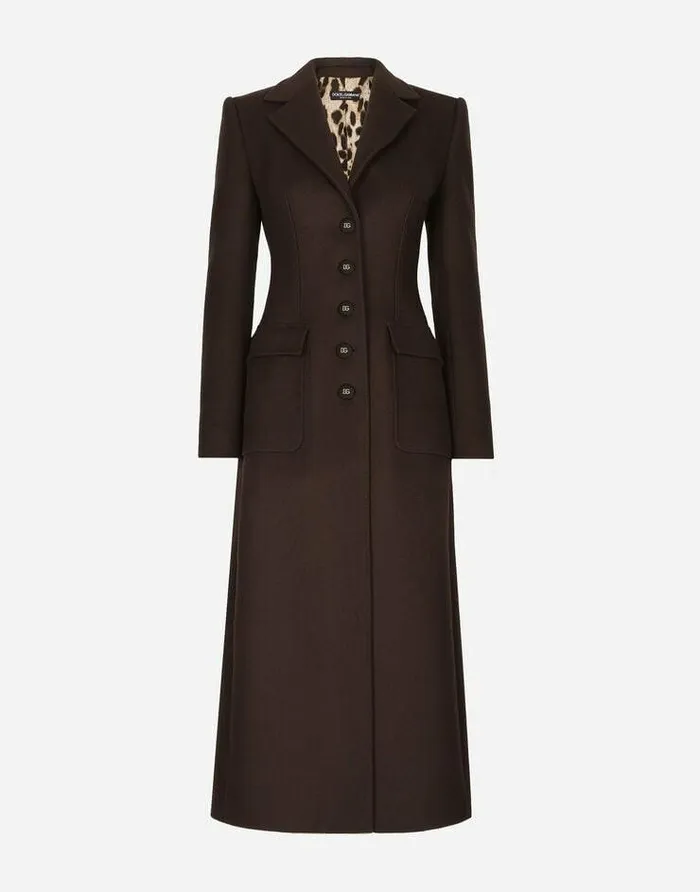 Dolce and Gabbana Coats And Jackets Women Long Singlebreasted Wool And Cashmere Coat Brown Dolce and Gabbana Coats And Jackets Women Long Singlebreasted Wool And Cashmere Coat Brown