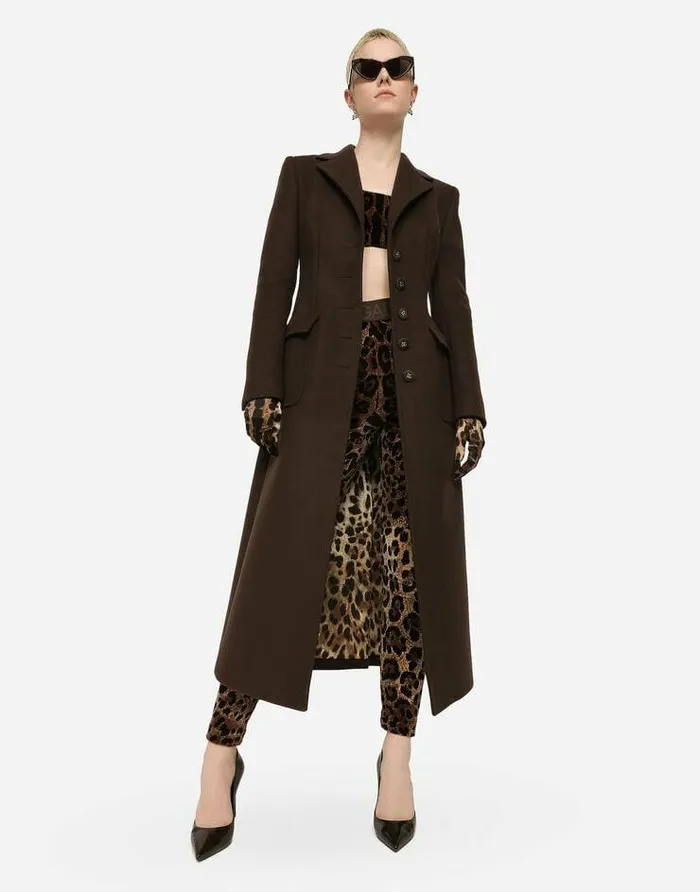 Dolce and Gabbana Coats And Jackets Women Long Singlebreasted Wool And Cashmere Coat Brown Dolce and Gabbana Coats And Jackets Women Long Singlebreasted Wool And Cashmere Coat Brown