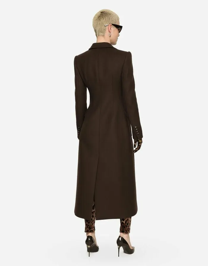 Dolce and Gabbana Coats And Jackets Women Long Singlebreasted Wool And Cashmere Coat Brown Dolce and Gabbana Coats And Jackets Women Long Singlebreasted Wool And Cashmere Coat Brown