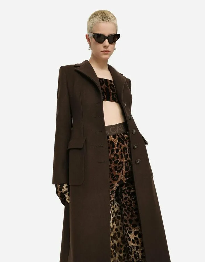 Dolce and Gabbana Coats And Jackets Women Long Singlebreasted Wool And Cashmere Coat Brown Dolce and Gabbana Coats And Jackets Women Long Singlebreasted Wool And Cashmere Coat Brown