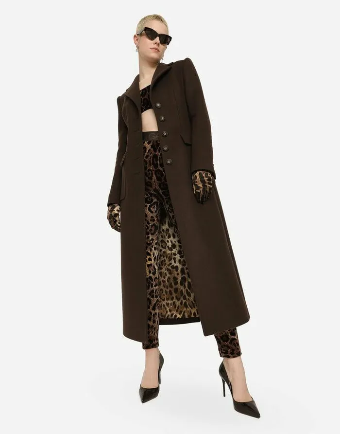 Dolce and Gabbana Coats And Jackets Women Long Singlebreasted Wool And Cashmere Coat Brown Dolce and Gabbana Coats And Jackets Women Long Singlebreasted Wool And Cashmere Coat Brown