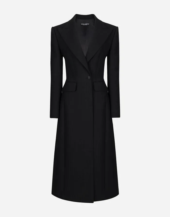 Dolce and Gabbana Coats And Jackets Women Long Singlebreasted Wool Cady Coat Black Dolce and Gabbana Coats And Jackets Women Long Singlebreasted Wool Cady Coat Black