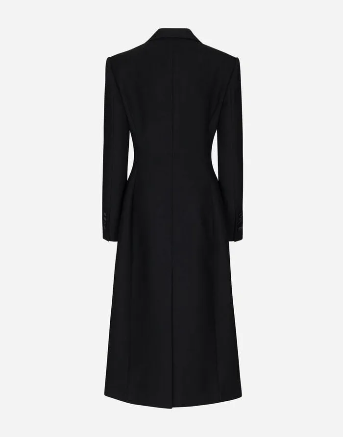 Dolce and Gabbana Coats And Jackets Women Long Singlebreasted Wool Cady Coat Black Dolce and Gabbana Coats And Jackets Women Long Singlebreasted Wool Cady Coat Black