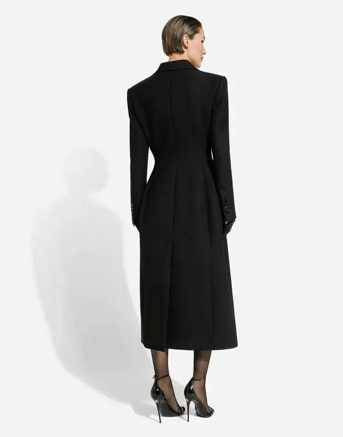 Dolce and Gabbana Coats And Jackets Women Long Singlebreasted Wool Cady Coat Black Dolce and Gabbana Coats And Jackets Women Long Singlebreasted Wool Cady Coat Black