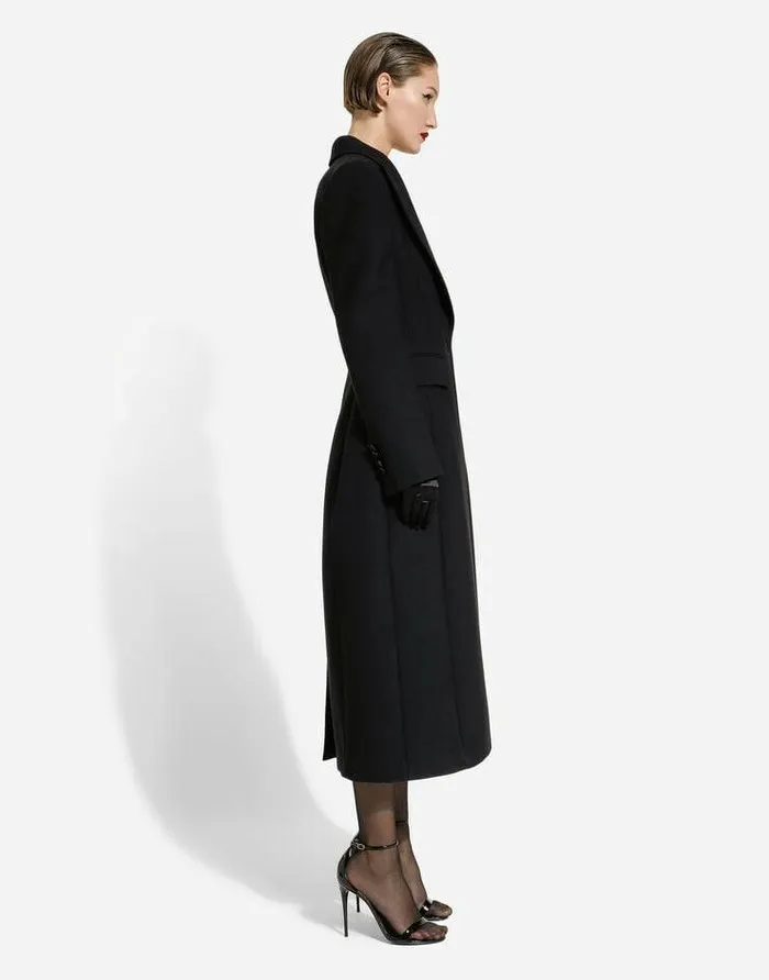 Dolce and Gabbana Coats And Jackets Women Long Singlebreasted Wool Cady Coat Black Dolce and Gabbana Coats And Jackets Women Long Singlebreasted Wool Cady Coat Black