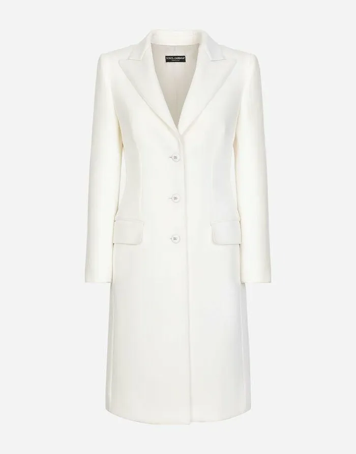 Dolce and Gabbana Coats And Jackets Women Singlebreasted Wool And Cashmere Coat White Dolce and Gabbana Coats And Jackets Women Singlebreasted Wool And Cashmere Coat White