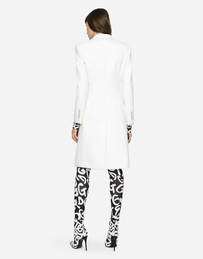Dolce and Gabbana Coats And Jackets Women Singlebreasted Wool And Cashmere Coat White Dolce and Gabbana Coats And Jackets Women Singlebreasted Wool And Cashmere Coat White