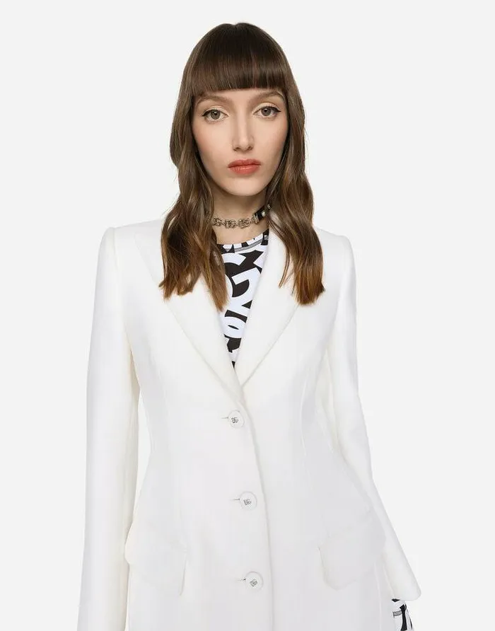 Dolce and Gabbana Coats And Jackets Women Singlebreasted Wool And Cashmere Coat White Dolce and Gabbana Coats And Jackets Women Singlebreasted Wool And Cashmere Coat White