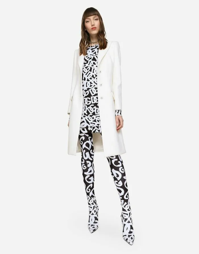 Dolce and Gabbana Coats And Jackets Women Singlebreasted Wool And Cashmere Coat White Dolce and Gabbana Coats And Jackets Women Singlebreasted Wool And Cashmere Coat White