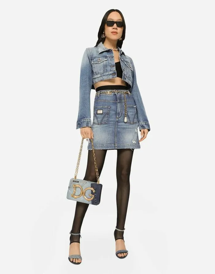 Dolce and Gabbana Denim Bags Women DG Girls Bag In Patchwork Denim And Plain Calfskin Denim Dolce and Gabbana Denim Bags Women DG Girls Bag In Patchwork Denim And Plain Calfskin Denim