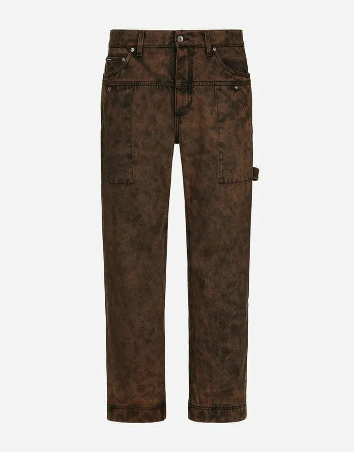 Dolce and Gabbana Denim Men Overdyed Denim Worker Jeans Multicolor
