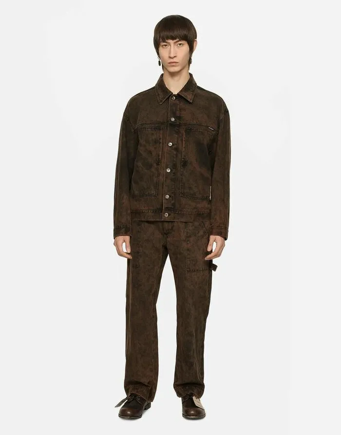 Dolce and Gabbana Denim Men Overdyed Denim Worker Jeans Multicolor