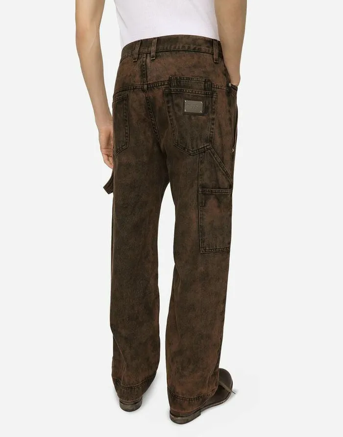 Dolce and Gabbana Denim Men Overdyed Denim Worker Jeans Multicolor