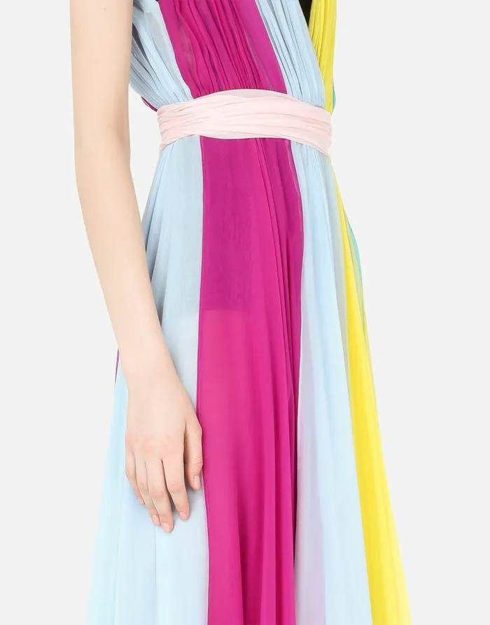 Dolce and Gabbana Dresses Women Long Multicolored Chiffon Dress Multicolor Dolce and Gabbana Dresses Women Long Multicolored Chiffon Dress Multicolor