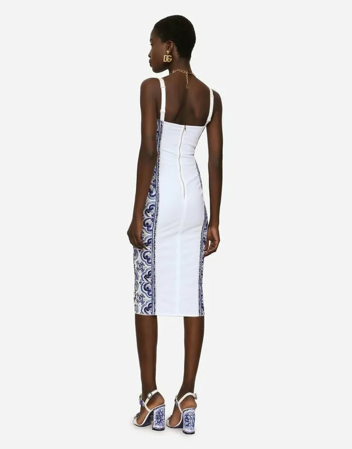 Dolce and Gabbana Dresses Women Majolicaprint Charmeuse Bustier Dress Multicolor Dolce and Gabbana Dresses Women Majolicaprint Charmeuse Bustier Dress Multicolor