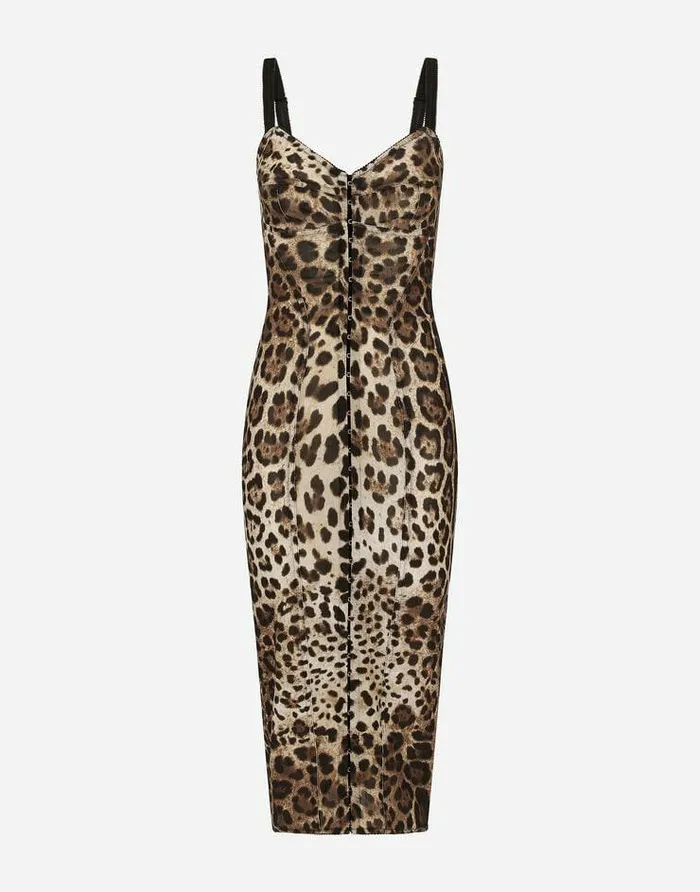 Dolce and Gabbana Dresses Women Marquisette Calflength Dress With Leopard Print Animal Print Dolce and Gabbana Dresses Women Marquisette Calflength Dress With Leopard Print Animal Print