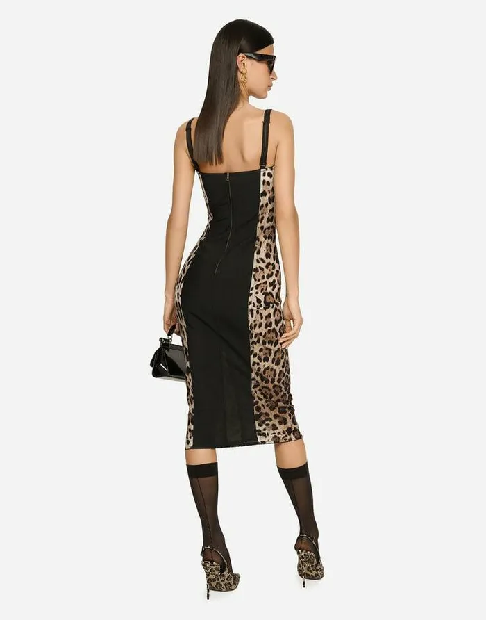 Dolce and Gabbana Dresses Women Marquisette Calflength Dress With Leopard Print Animal Print Dolce and Gabbana Dresses Women Marquisette Calflength Dress With Leopard Print Animal Print