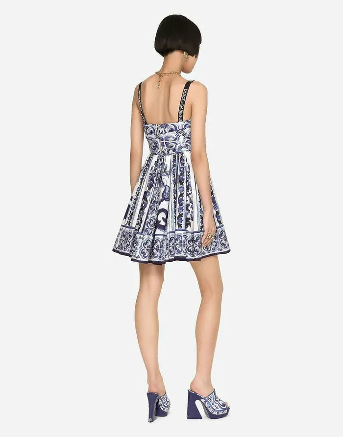 Dolce and Gabbana Dresses Women Short Majolicaprint Poplin Dress Multicolor Dolce and Gabbana Dresses Women Short Majolicaprint Poplin Dress Multicolor