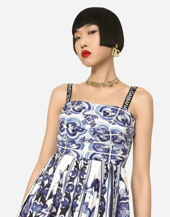 Dolce and Gabbana Dresses Women Short Majolicaprint Poplin Dress Multicolor Dolce and Gabbana Dresses Women Short Majolicaprint Poplin Dress Multicolor