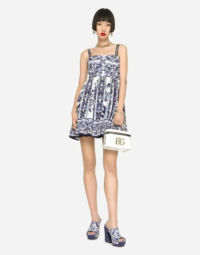 Dolce and Gabbana Dresses Women Short Majolicaprint Poplin Dress Multicolor Dolce and Gabbana Dresses Women Short Majolicaprint Poplin Dress Multicolor