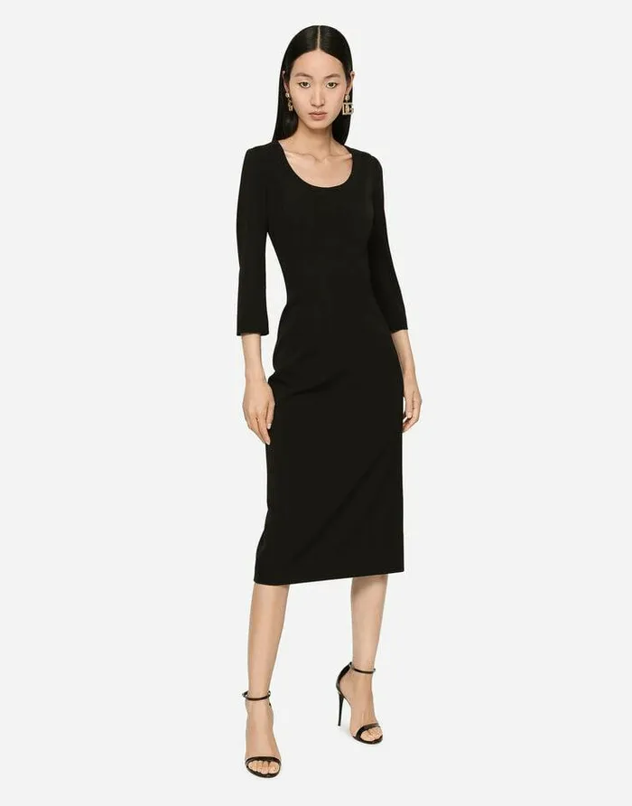 Dolce and Gabbana Dresses Women Woolen Calflength Dress Black Dolce and Gabbana Dresses Women Woolen Calflength Dress Black