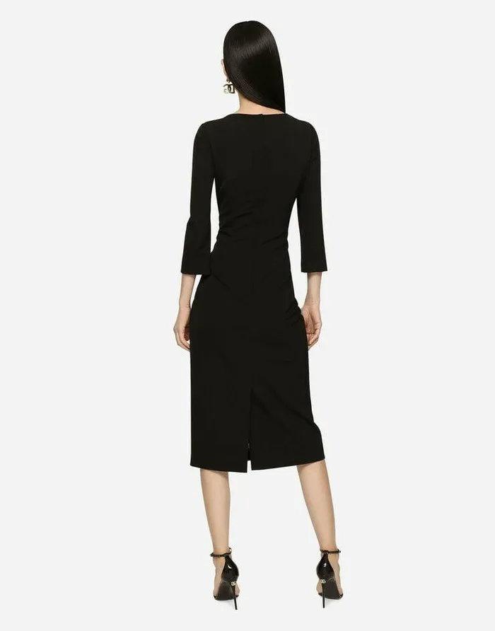 Dolce and Gabbana Dresses Women Woolen Calflength Dress Black Dolce and Gabbana Dresses Women Woolen Calflength Dress Black