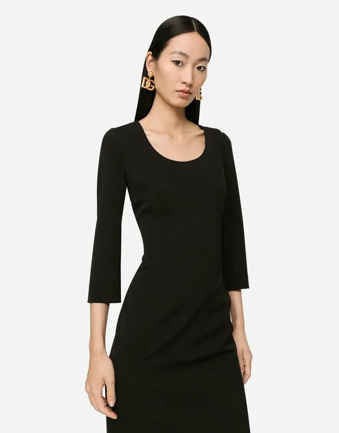 Dolce and Gabbana Dresses Women Woolen Calflength Dress Black Dolce and Gabbana Dresses Women Woolen Calflength Dress Black