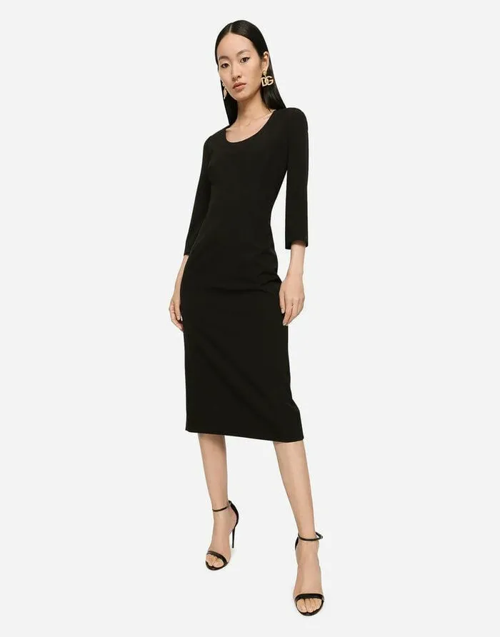 Dolce and Gabbana Dresses Women Woolen Calflength Dress Black Dolce and Gabbana Dresses Women Woolen Calflength Dress Black