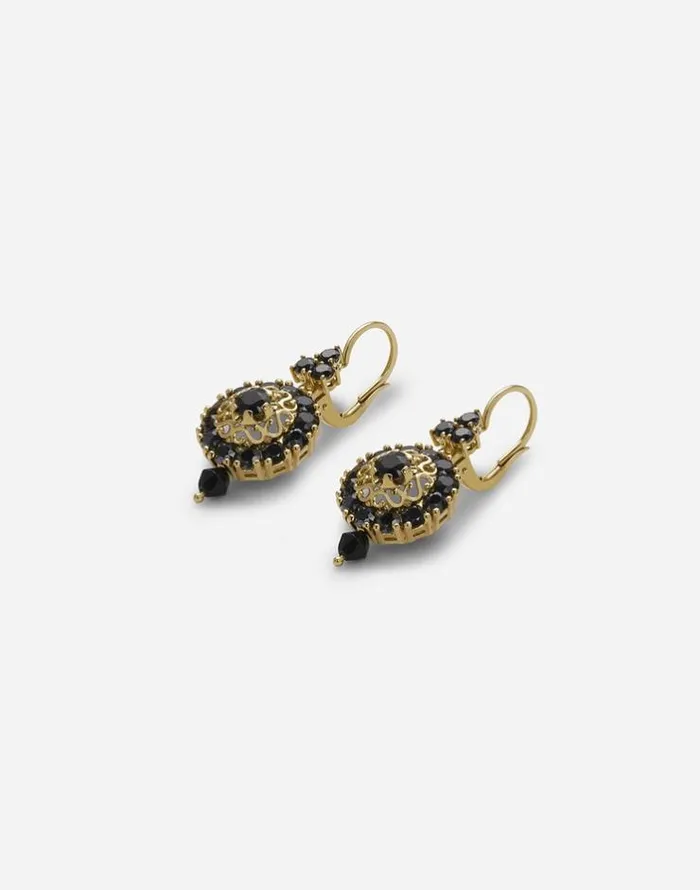 Dolce and Gabbana Earrings Women Hookfastening Earrings With Black Sapphires Goldblack Dolce and Gabbana Earrings Women Hookfastening Earrings With Black Sapphires Goldblack