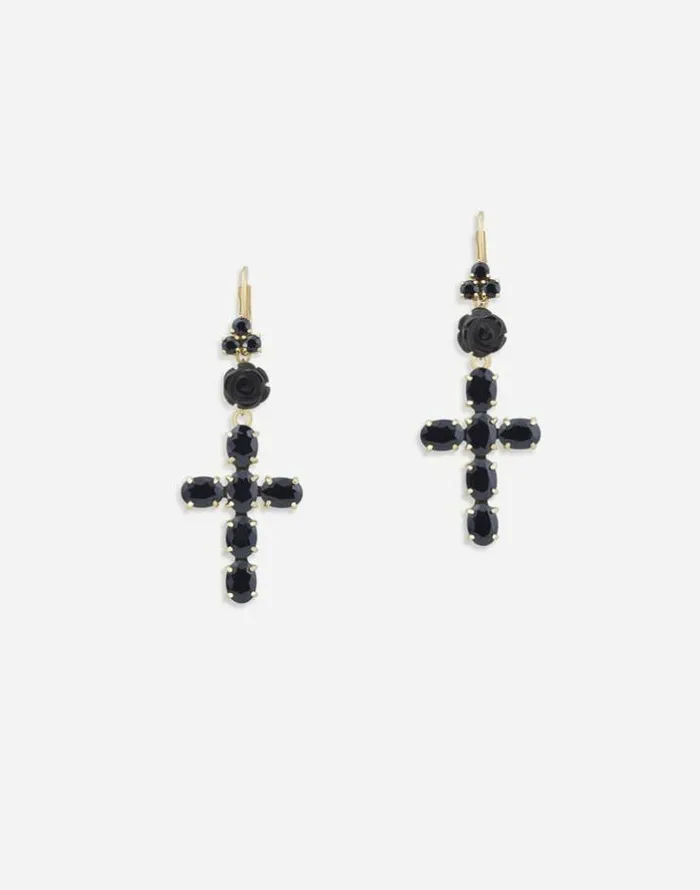 Dolce and Gabbana Earrings Women Yellow Gold Family Earrings With Black Sapphires Goldblack Dolce and Gabbana Earrings Women Yellow Gold Family Earrings With Black Sapphires Goldblack